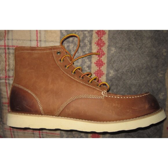 EASTLAND 15 W Wide Lumber Up Men's Moc-Toe Work Boots Peanut Leather Handcrafted - Picture 1 of 6